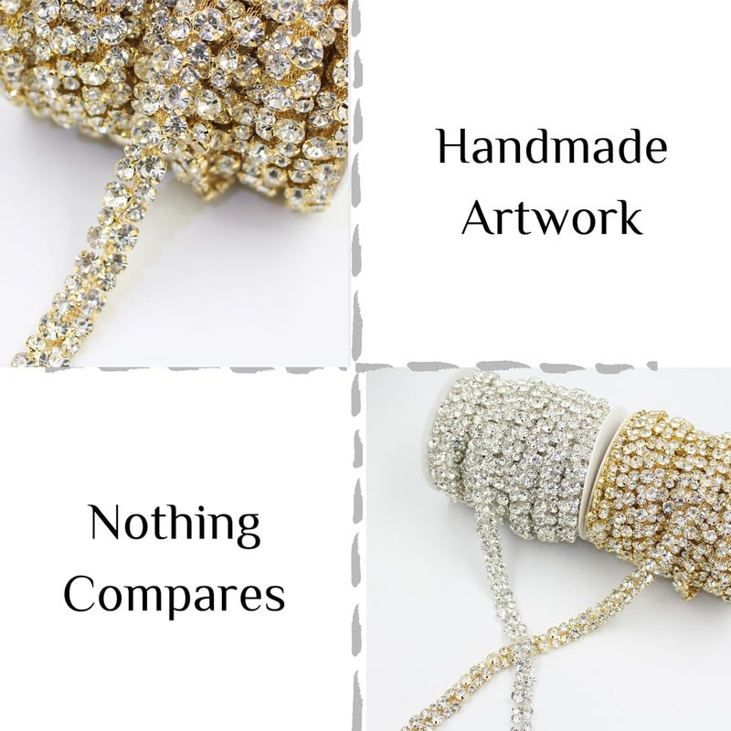 PEARLY JUN 1 Yard Rhinestone Trim Chain Gold Applique Stringing Ribbon DIY Jewelry Wedding Party Bracelets Craft Bridal Bouquets Embellishment Accessories - Image 4